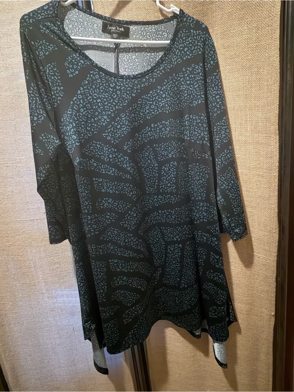 Anna York Black Tunic with Teal Animal Print